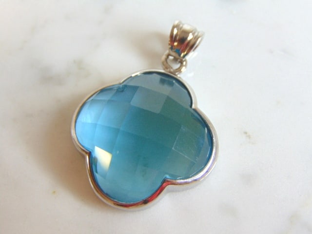 Womens Sterling Silver Topaz Colored Pendant (1 of 2)