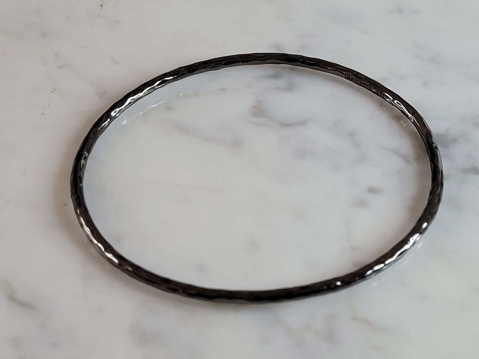 Womens Black Sterling Silver Ippolita Hammered Modernist Bracelet (1 of 2)