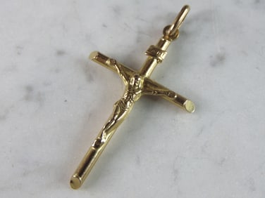 Vintage Estate 14K Yellow Gold Religious Cross Pendant