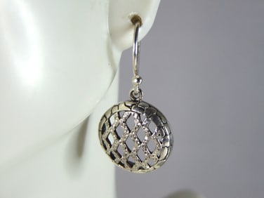 Womens Vintage Estate Sterling Silver Modernist Earrings