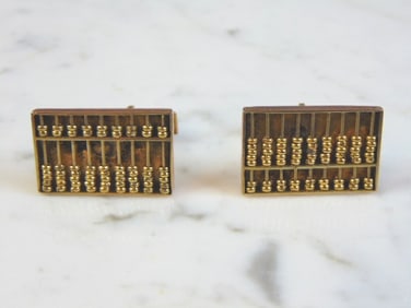 Mens Vintage Estate 14k Yellow Gold Abacus Cufflinks