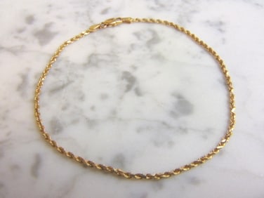 Womens Vintage 14K Yellow Gold Fine Rope Bracelet