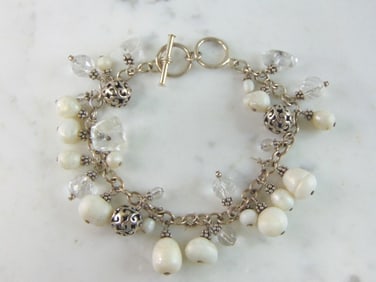 Womens Vintage Estate Sterling Silver Charm Bracelet