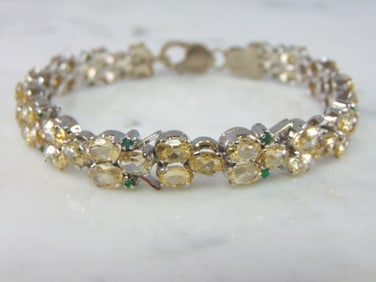 Womens Vintage Estate Sterling Silver Beryl Bracelet