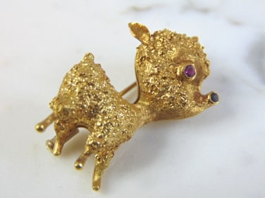 Womens Vintage Estate 18K Gold Deer Brooch