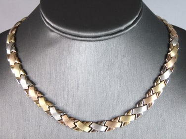 Womens Vintage Estate 14K Gold Modernist Necklace