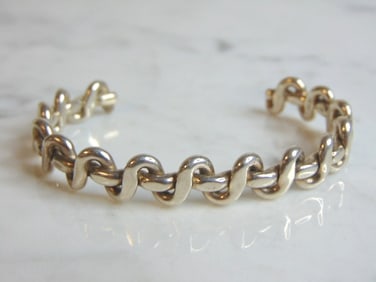 Womens Vintage Estate Sterling Silver Cuff Bracelet