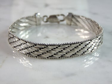 Womens Vintage Estate Sterling Silver Modernist Italian Bracelet