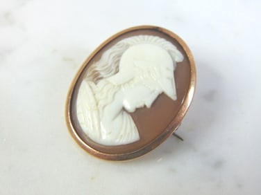 Vintage Estate 14K Gold Portrait Monogram Brooch