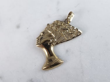 Womens Vintage Estate 14K Gold Queen Nefertiti Pendant