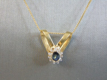 Womens 14K Gold Necklace & Diamond Pendant