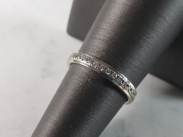 Womens Vintage Estate 10K White Gold Diamond Ring