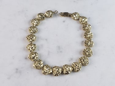 Womens Vintage Estate 14k Gold Heart Link Bracelet