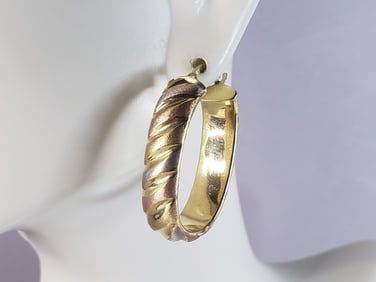 Womens Vintage Estate 14K Multi Tone Gold Earrings