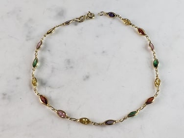Womens Vintage Estate 14K Yellow Gold Anklet Bracelet