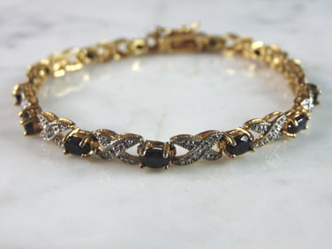 Womens Vintage Estate Sterling Silver Gold Tone Bracelet