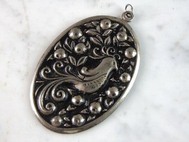 Womens Vintage Estate Sterling Silver Modernist Bird Pendant