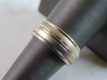Mens Vintage Estate 14K White Gold Wedding Band Ring