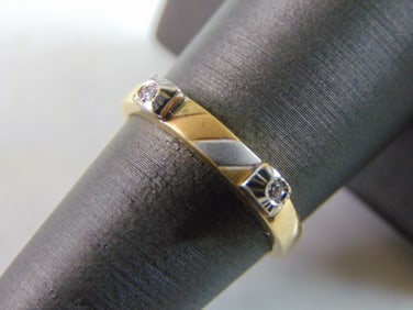 Womens Vintage Estate 14K Multi Tone Gold Diamond Ring