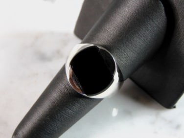 Womens Vintage Estate Sterling Silver Onyx Ring