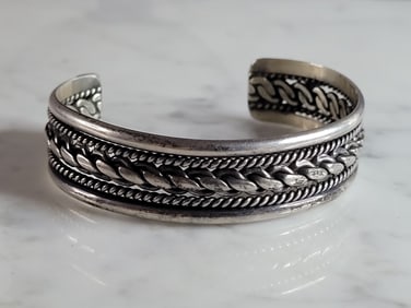 Vintage Sterling Silver Modernist Cuff Bracelet