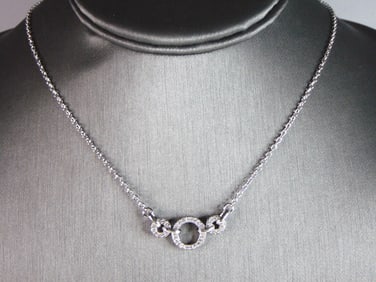 Womens Vintage Estate Sterling Silver CZ Necklace
