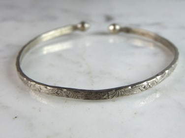 Womens Vintage Estate Sterling Silver Modernist Cuff Bracelet