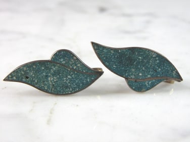 Womens Vintage Estate Sterling Silver Modernist Clamp Earrings