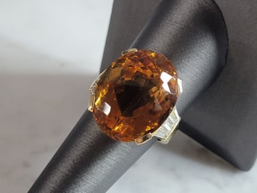 Womens Estate 14K Yellow Gold Citrine Ring