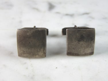 Mens Vintage Estate Sterling Silver Modernist Cufflinks