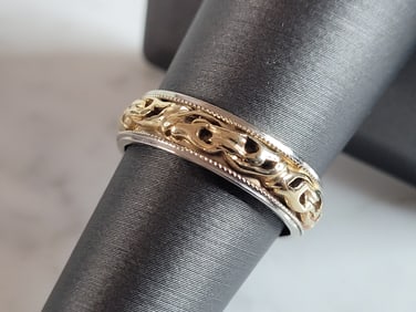 Womens Vintage Estate 14k Mixed Gold Wedding Band Ring