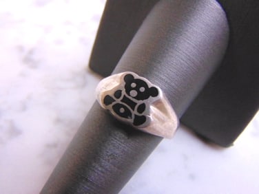 Womens Vintage Estate Sterling Silver Teddy Bear Ring