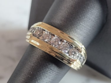 Mens Vintage Estate 10k Yellow Gold Diamond Ring