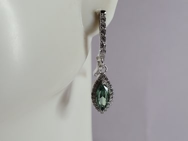 Womens Estate Sterling Silver Modernist CZ Earrings