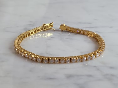 Vintage Sterling Silver Gold Tone Tennis Bracelet