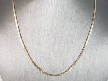 Womens Vintage Estate 14K Yellow Gold Herringbone Necklace
