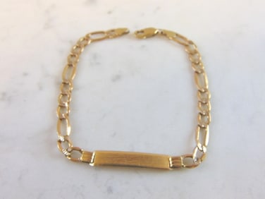 Womens Vintage Estate 14k Yellow Gold Italian Chain Link ID Bracelet