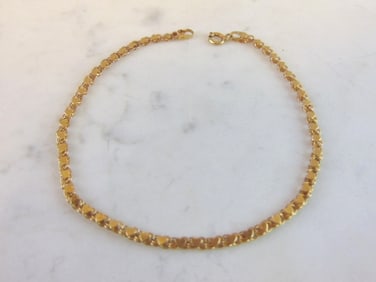 Womens Vintage Estate 14K Yellow Gold Heart Bracelet