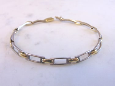 Vintage Estate 14K White & Yellow Gold Link Bracelet