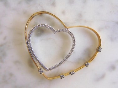 Womens Vintage Gold Tone Sterling Silver Heart Pendant
