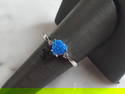 Womens Estate Sterling Silver Modernist Blue Opal Heart Ring