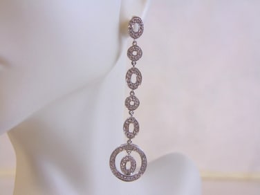 Vintage Estate Sterling Silver Earrings w/ CZ Stones
