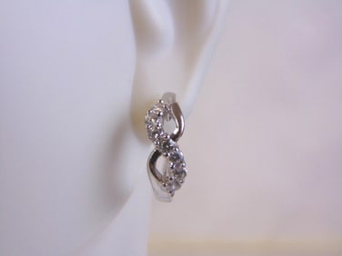 Womens Vintage Estate Sterling Silver CZ Earrings