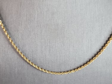 Lovely Vintage Estate 14K Yellow Gold Rope Chain Necklace