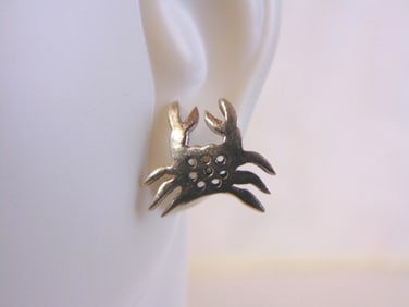 Womens Sterling Silver Maryland MD Crab Earrings