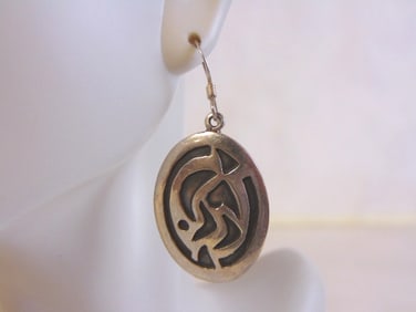 Womens Vintage Estate Sterling Silver Dangle Earrings