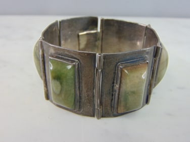 Womens Vintage Estate Mexican Silver Zoisite Bracelet