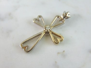 Vintage Estate 18k White Gold Religious Crucifix Cross