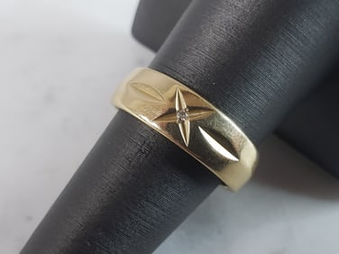 Mens Vintage Estate 14K Yellow Gold Diamond Ring