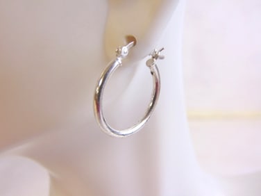 Vintage Estate Womens Sterling Silver Hoop Earrings